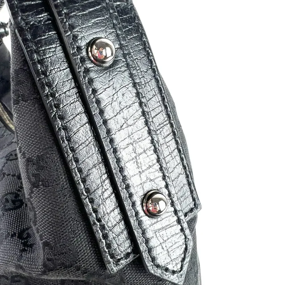 Gucci Black Monogram Canvas Hobo Shoulder Bag